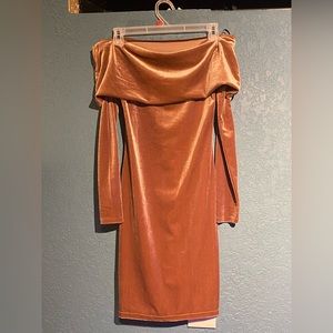 🍊🍑🧡 Forever21 Burnt Orange/Muave Off-the-Shoulder Dress 🍊🍑🧡